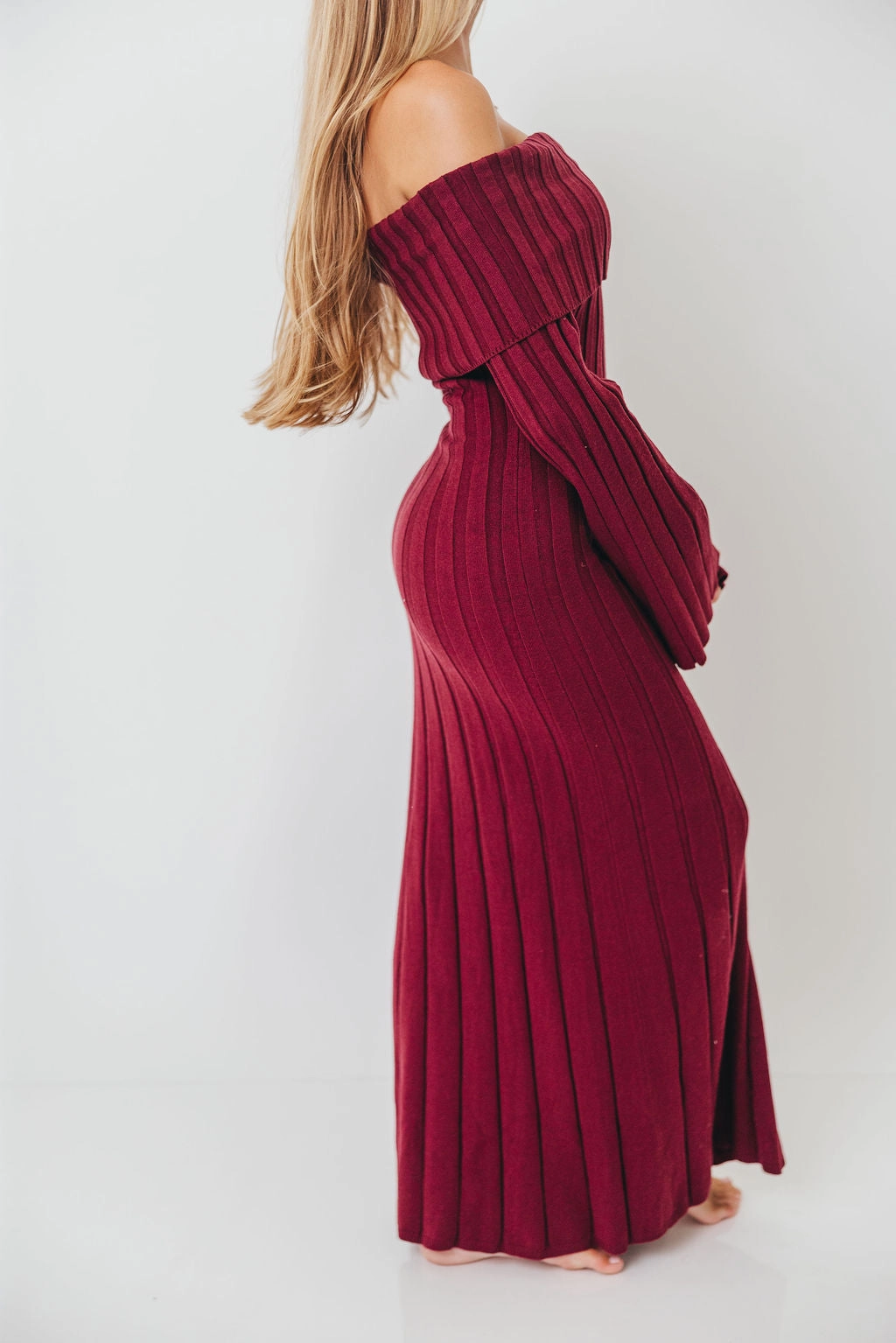 Limited-Edition Evella Maxi Dress in Burgundy - Bump Friendly