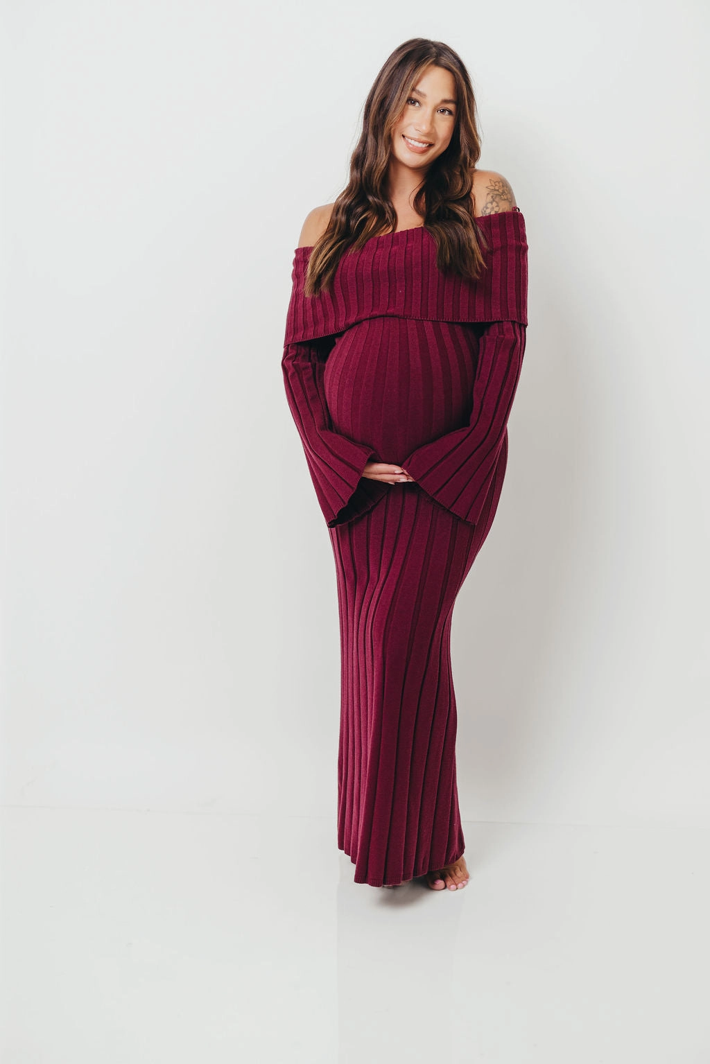 Evella Maxi Dress in Burgundy - Bump Friendly Easy Mood