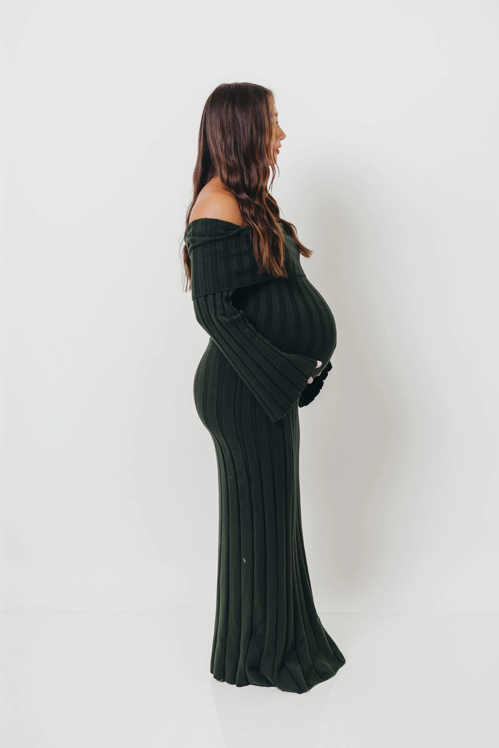 Polished Appearance Movement Feel Evella Maxi Dress in Evergreen - Bump Friendly
