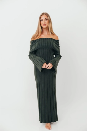 Snag-Resistant Evella Maxi Dress in Evergreen - Bump Friendly