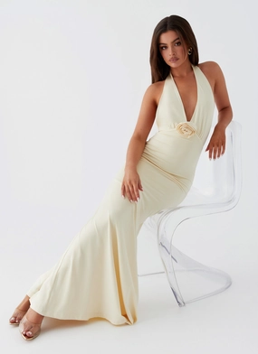 Eliza Rose Maxi Dress - Yellow Flap-Detail