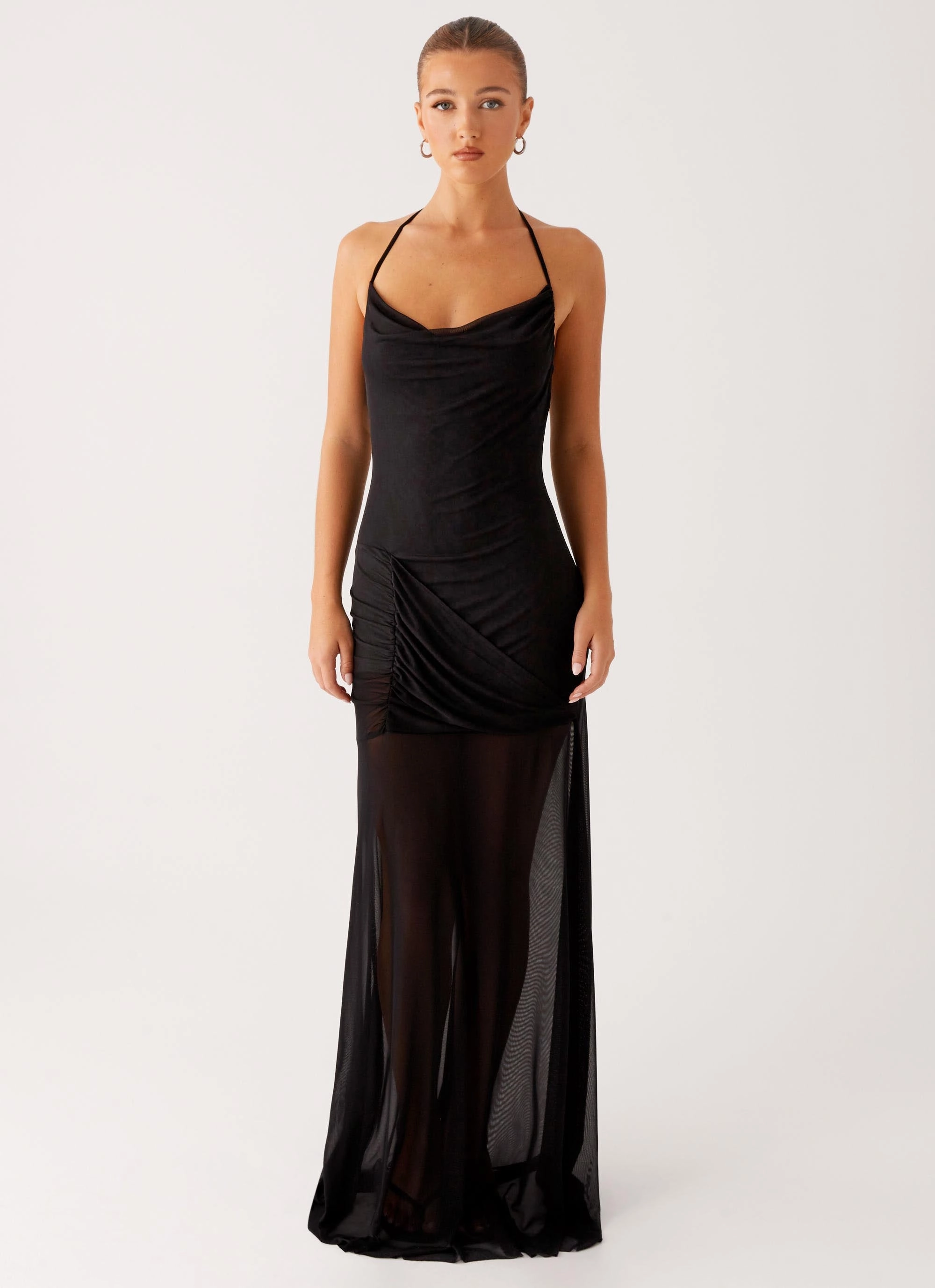 Mckinley Maxi Dress - Black Silk Shine Work Vibes