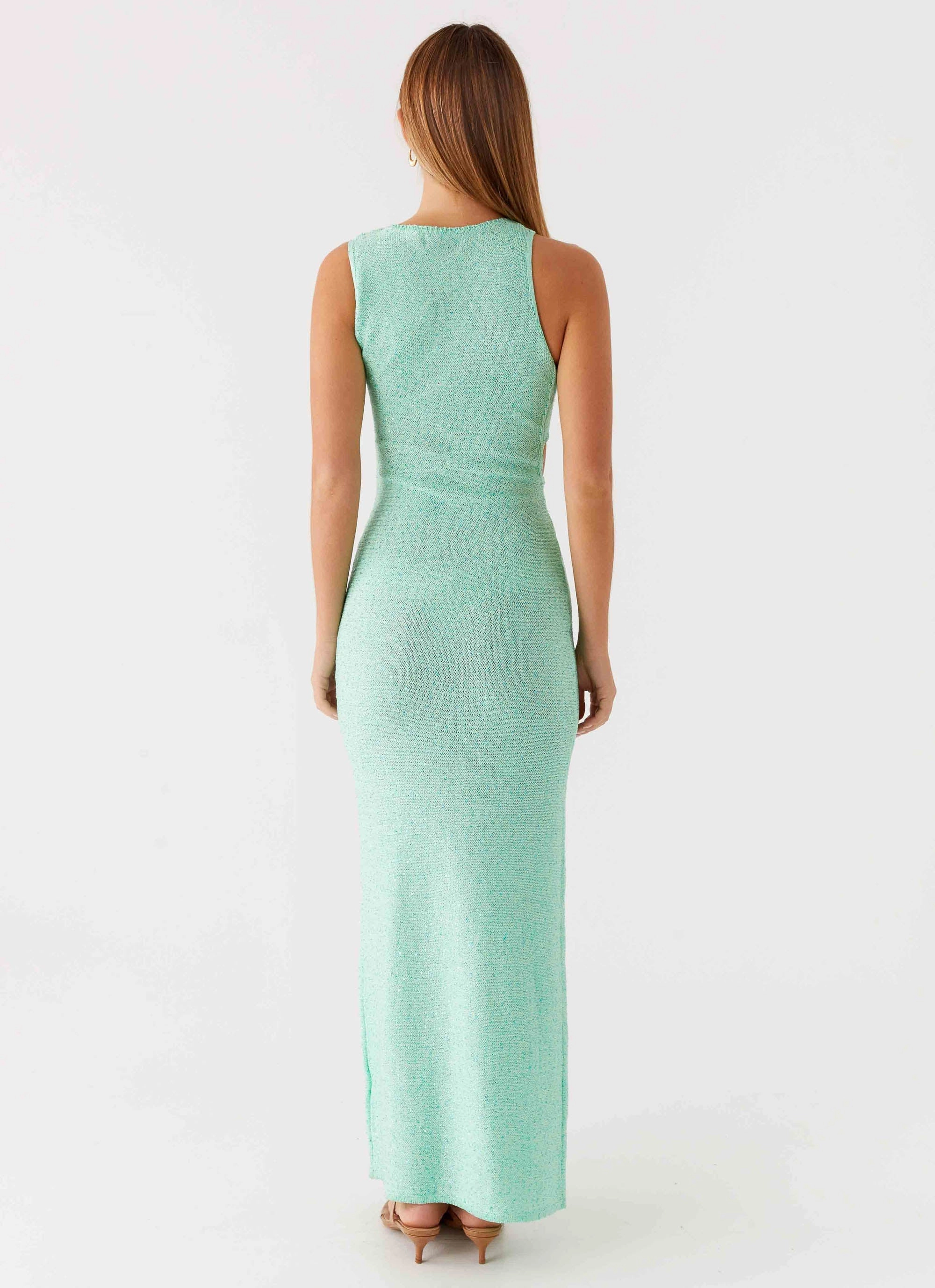 Offshore Knit Maxi Dress - Pastel Green Boho Aesthetic