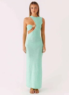 Offshore Knit Maxi Dress - Pastel Green Timeless Comfort