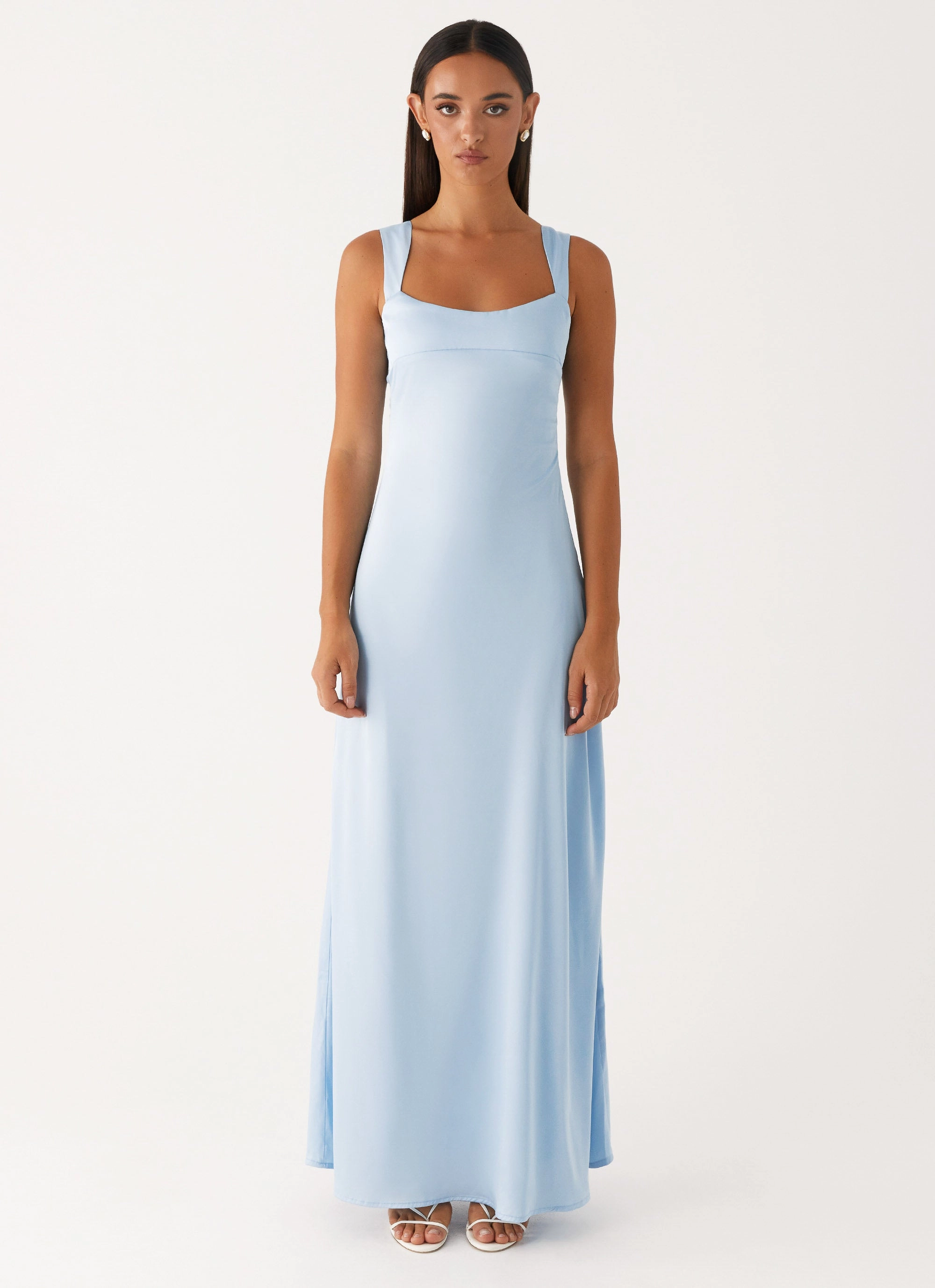 Odette Satin Maxi Dress - Blue Fashionable Wear