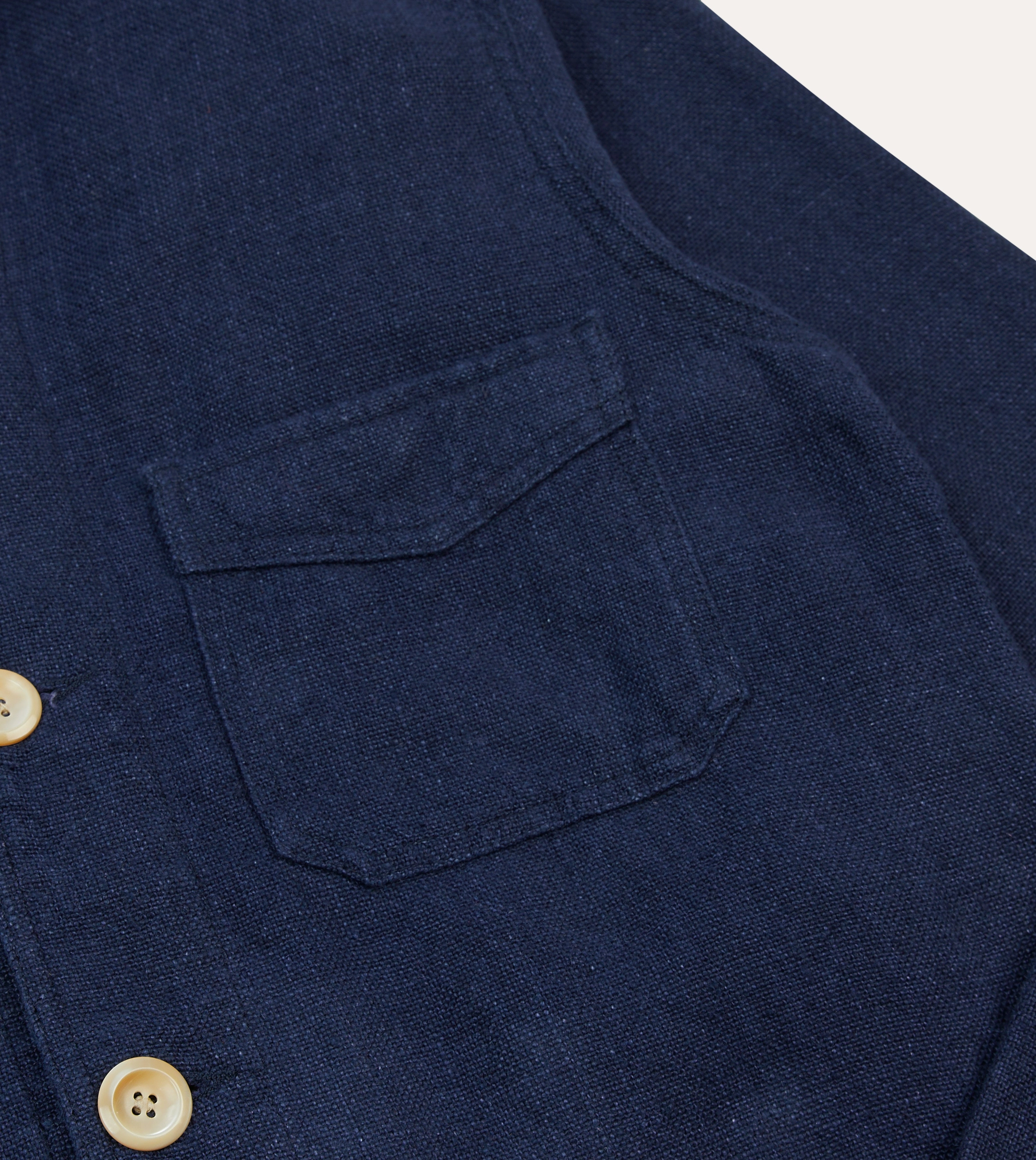 Navy Linen Five-Pocket Chore Jacket Patched