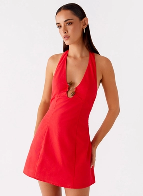 Roxe Mini Dress - Red Wrinkle-Free-Finish