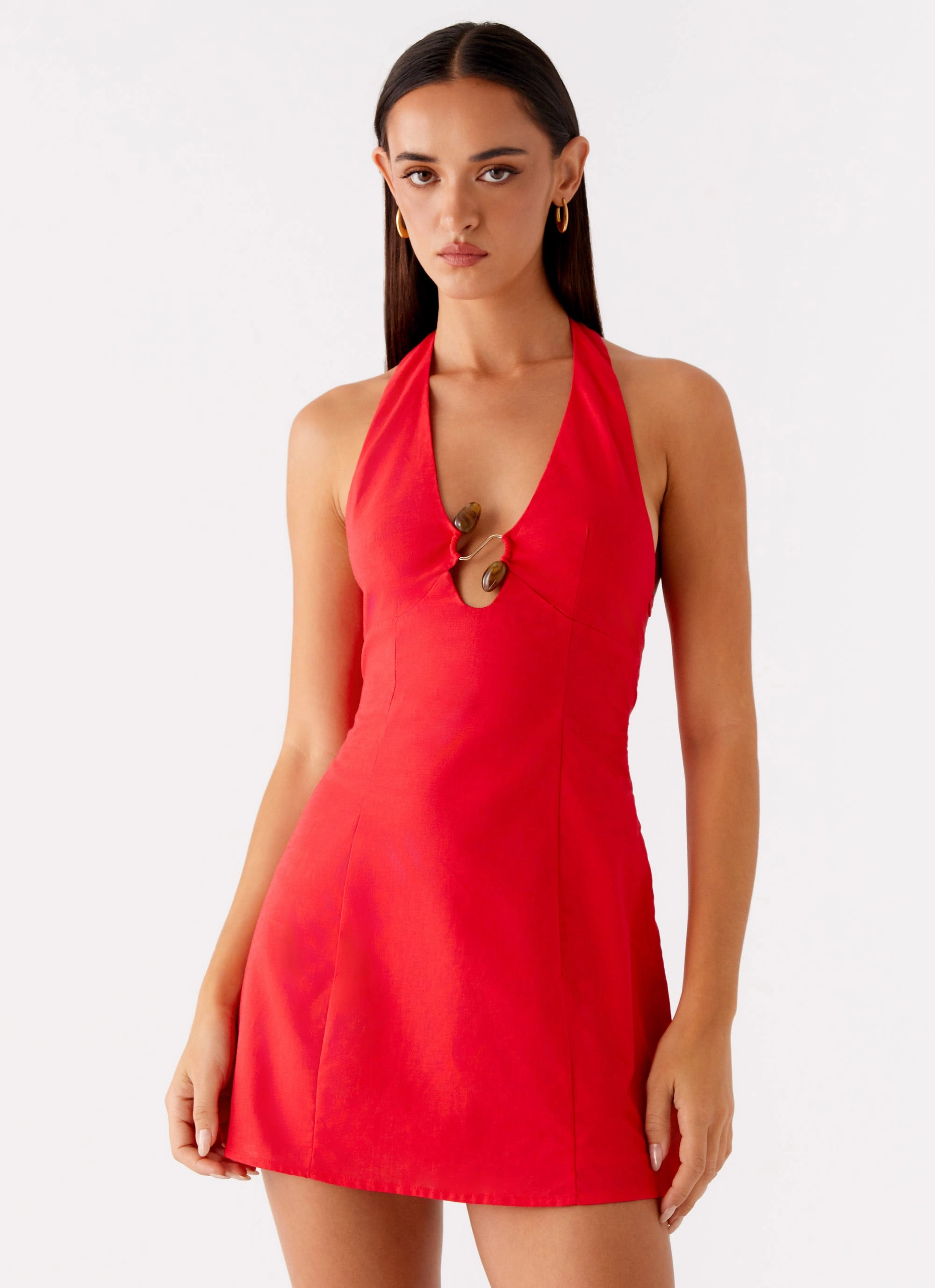 Roxe Mini Dress - Red Bow-Detail