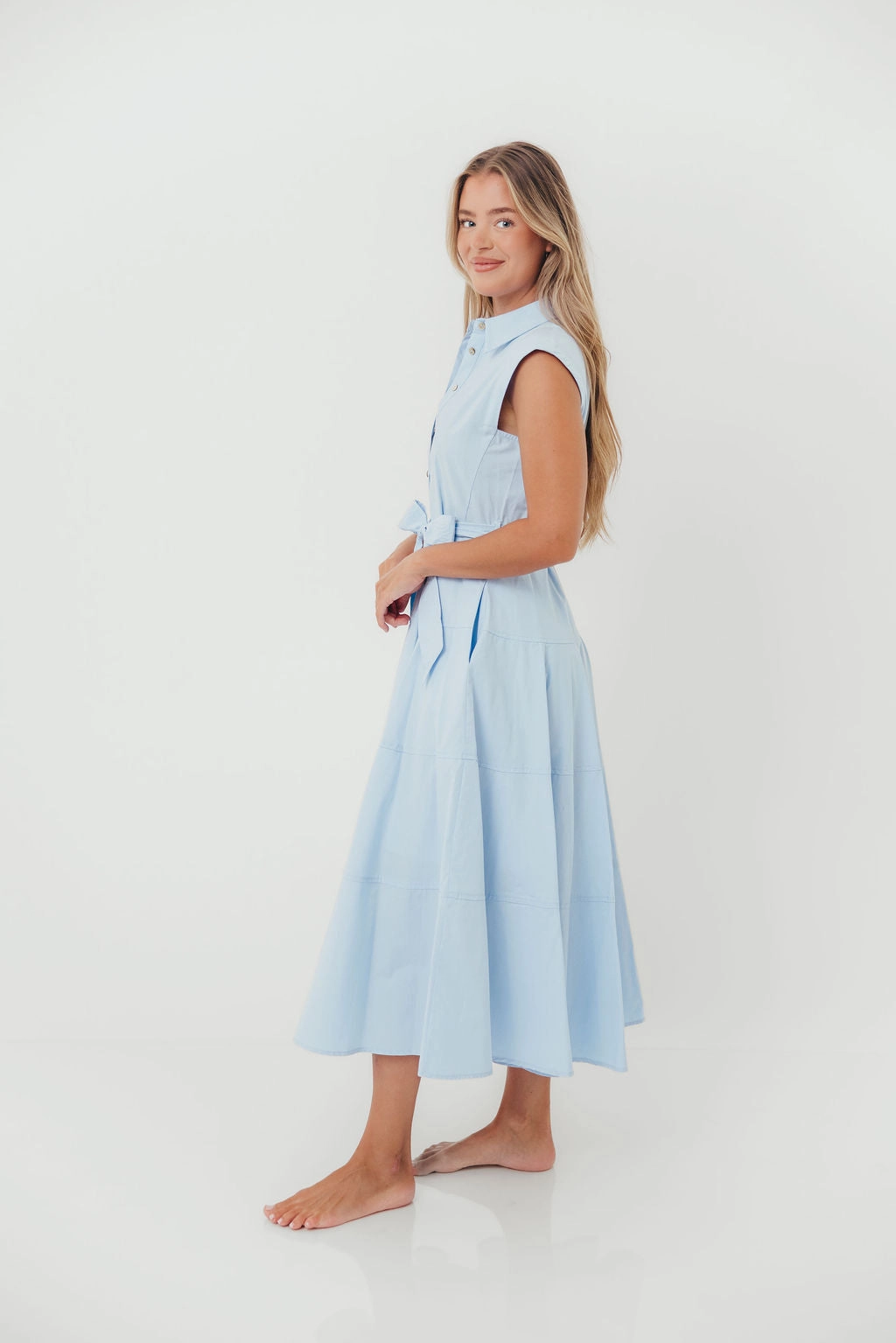 Joy Glow AnnaLynne Midi Dress in Baby Blue
