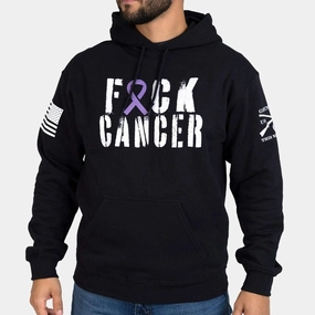Loose Fit Warm Street F*ck All Cancer Hoodie - Black