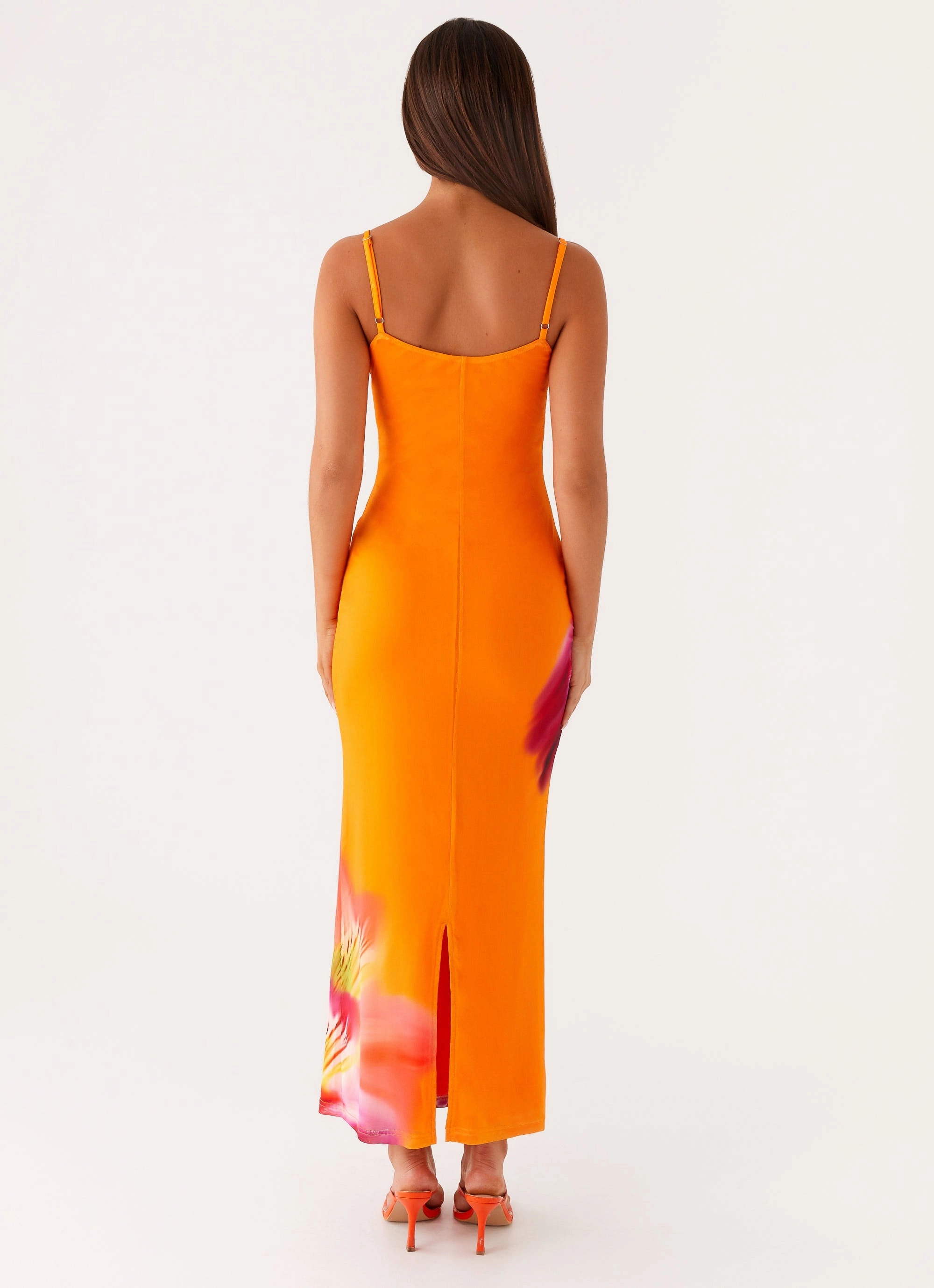Subtle pattern Kasey Midi Dress - Orange Tropical
