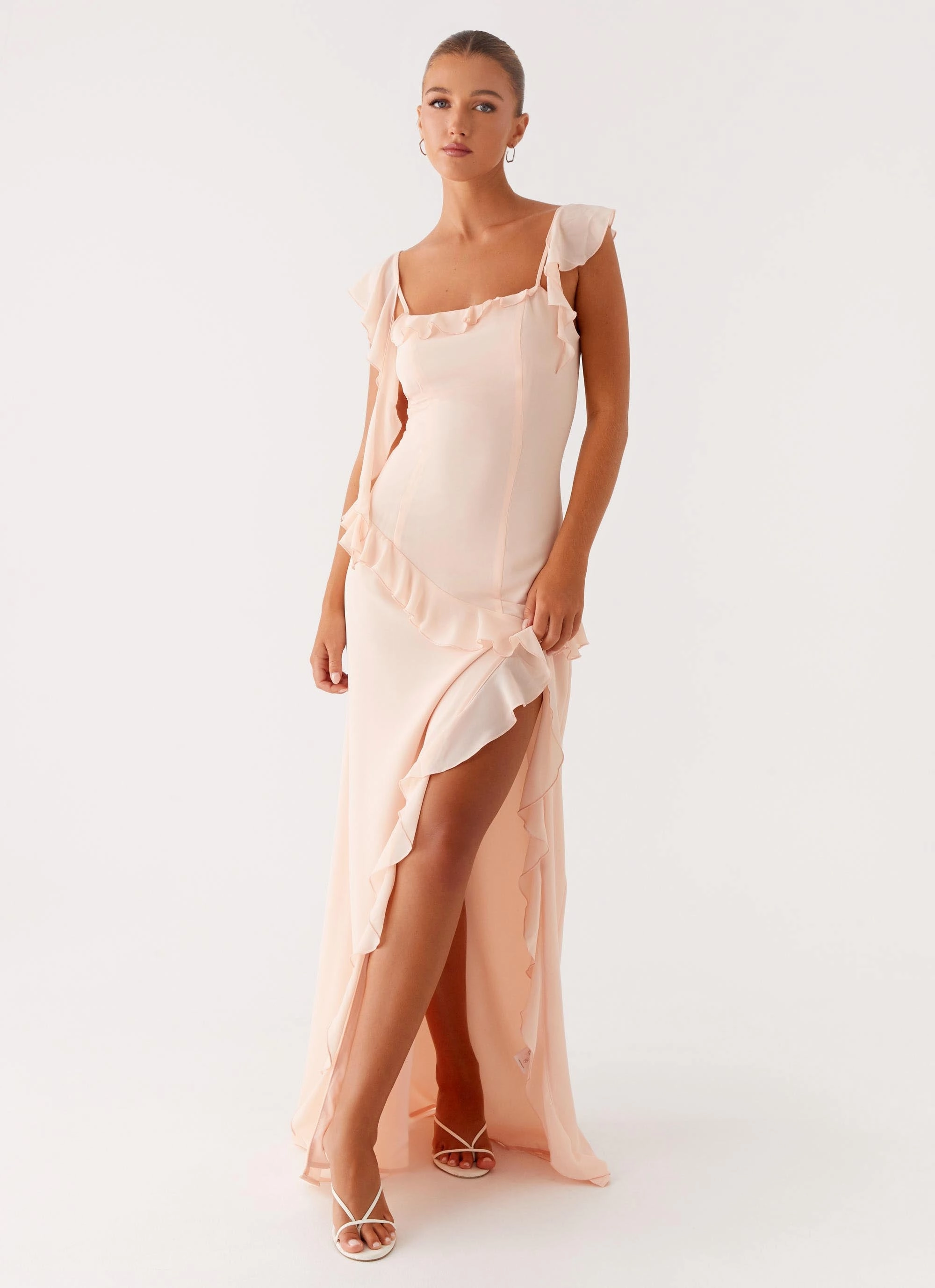 Curvy Glam Lounge Moment Naya Maxi Dress - Peach