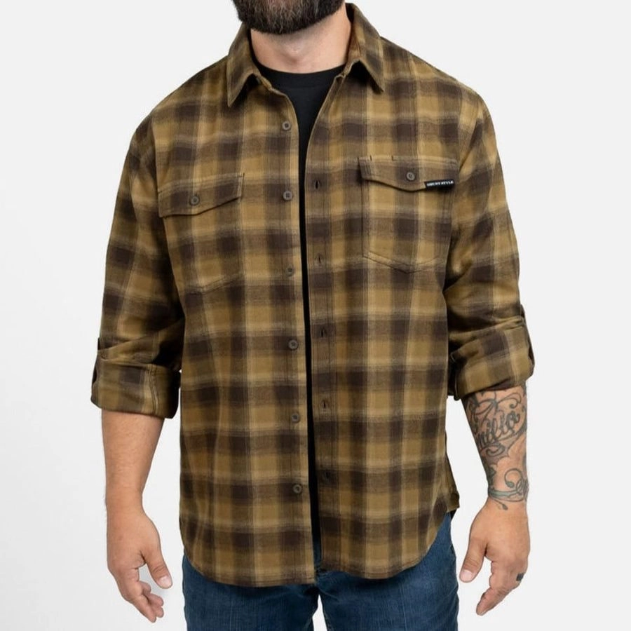 Makeup Men's Premium Plaid Flannel - Brown