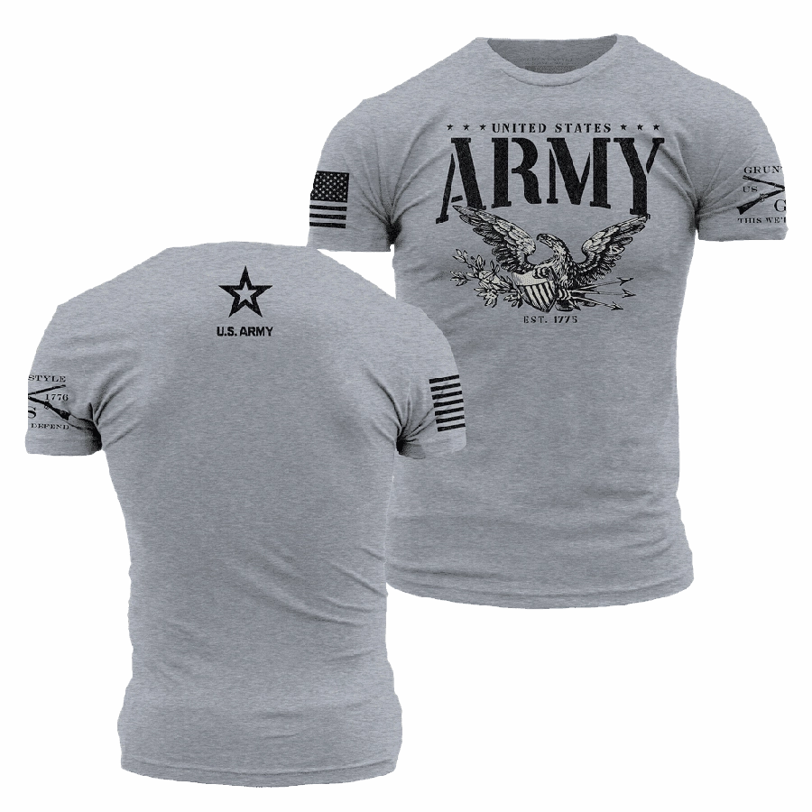 informal gathering Elegant Detail Army - Eagle T-Shirt - Dark Heather Gray