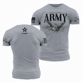 Classic Look Soft Knit Army - Eagle T-Shirt - Dark Heather Gray