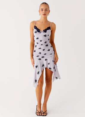 Calm Finish Layered Design Amor Flock Hanky Mini Dress - Lilac