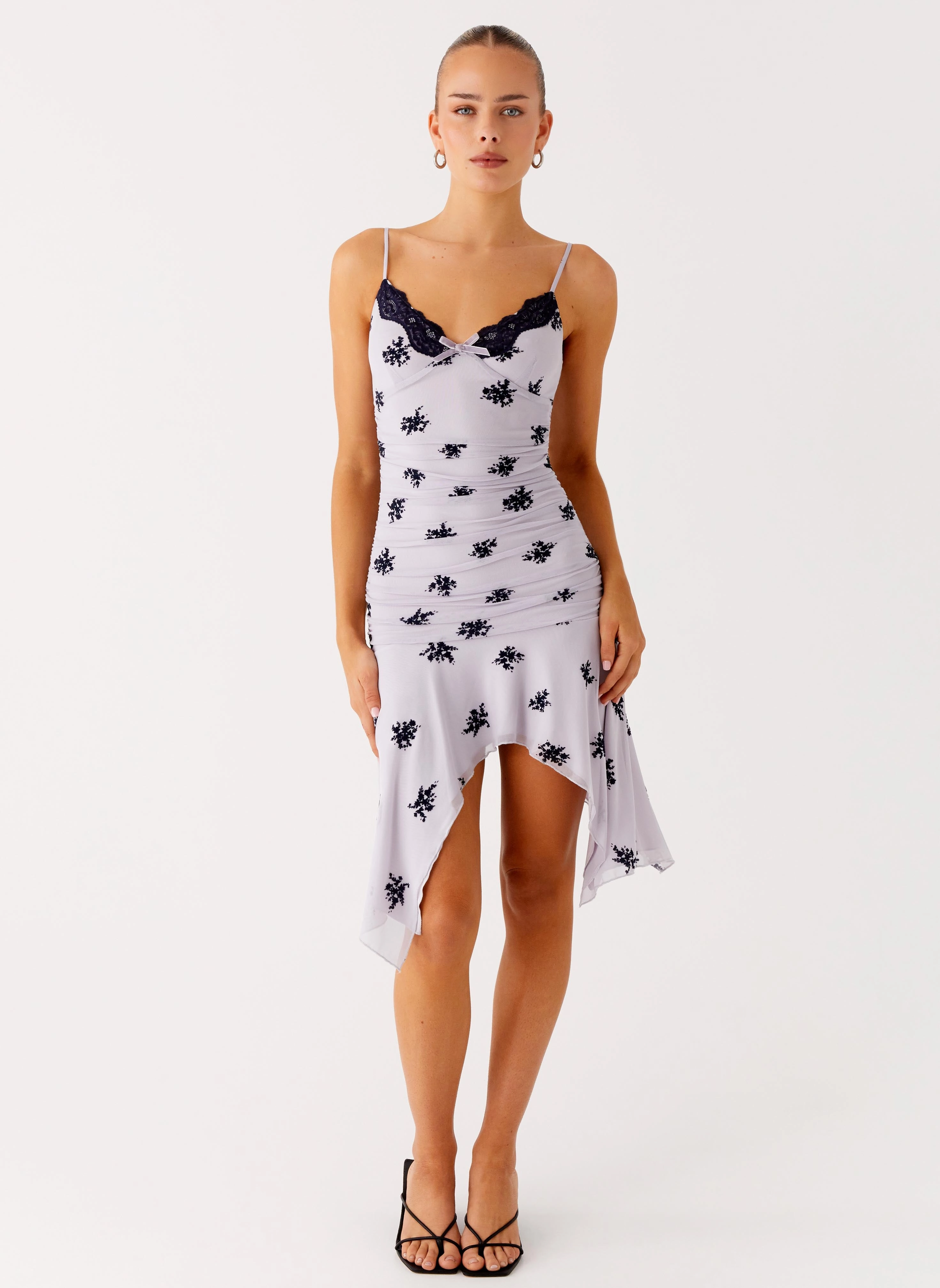 Calm Finish Layered Design Amor Flock Hanky Mini Dress - Lilac