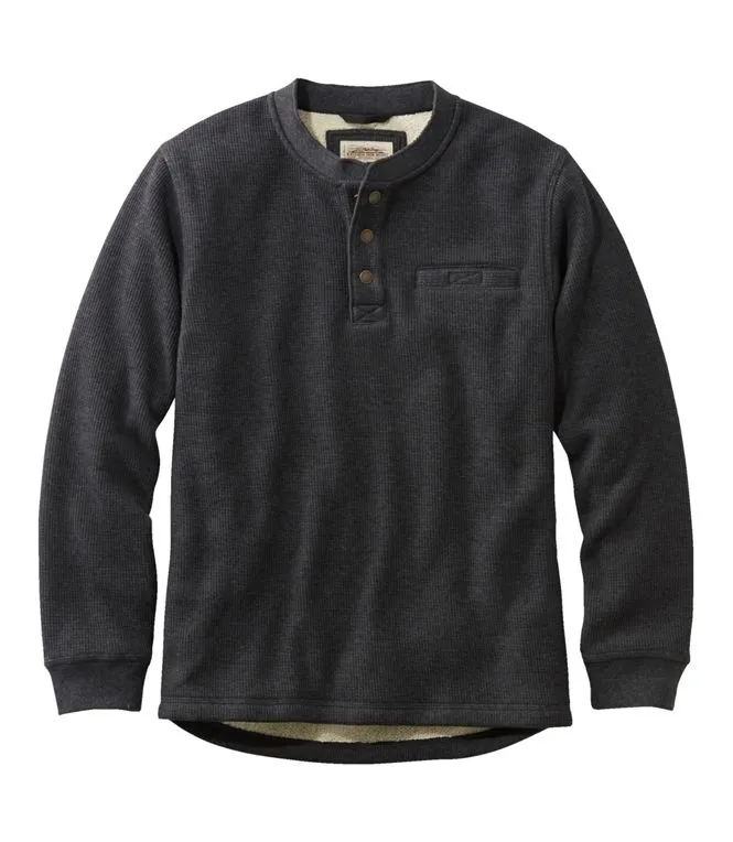 Katahdin Iron Works Bonded Waffle Fleece Henley Slightly Fitted Men's Regular Patterned Design Athletic Cut