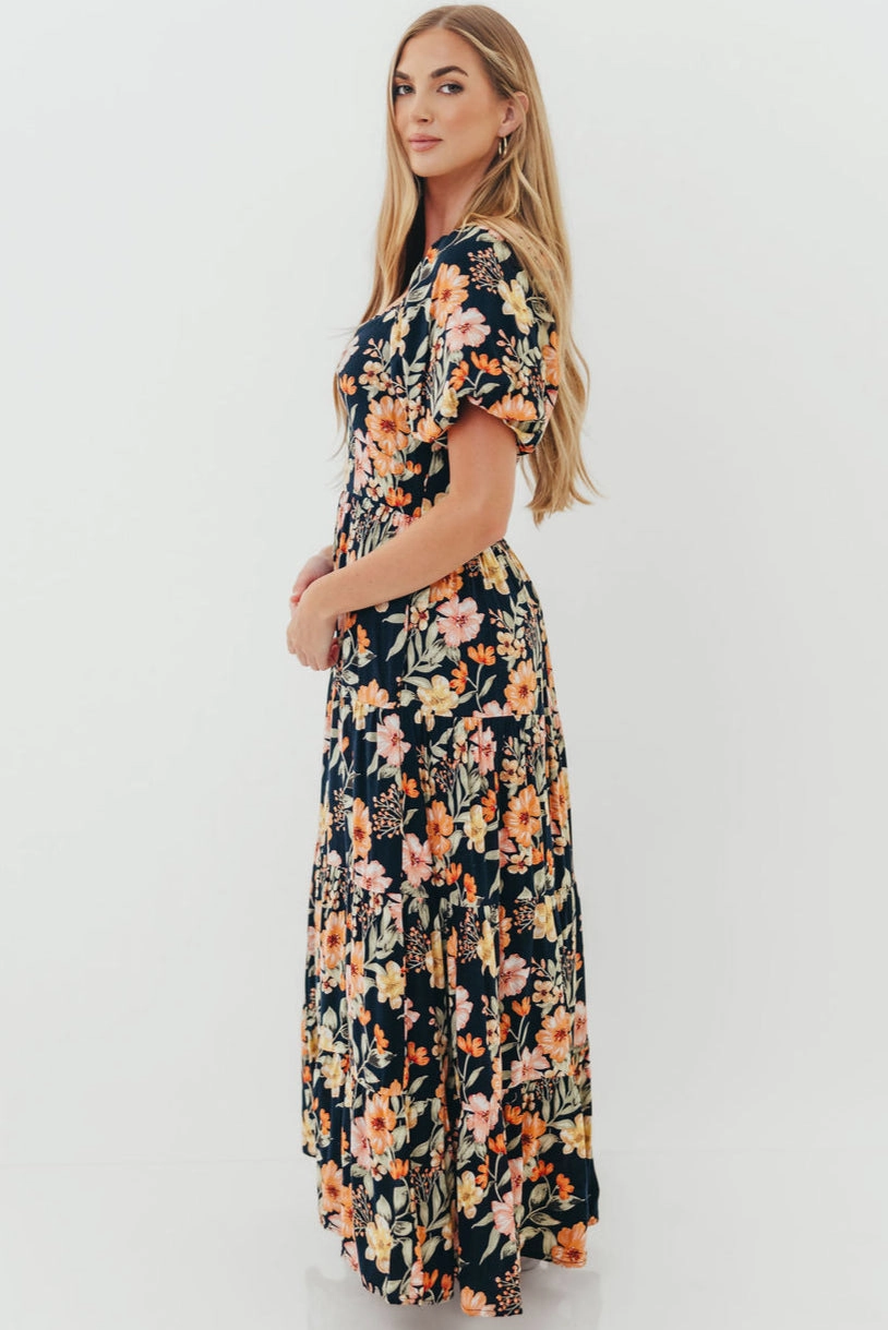 Francine Maxi Dress in Midnight Floral Party Perfect Flexible Comfort