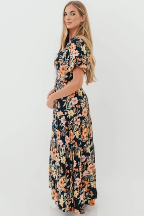 Francine Maxi Dress in Midnight Floral Baby-Shower