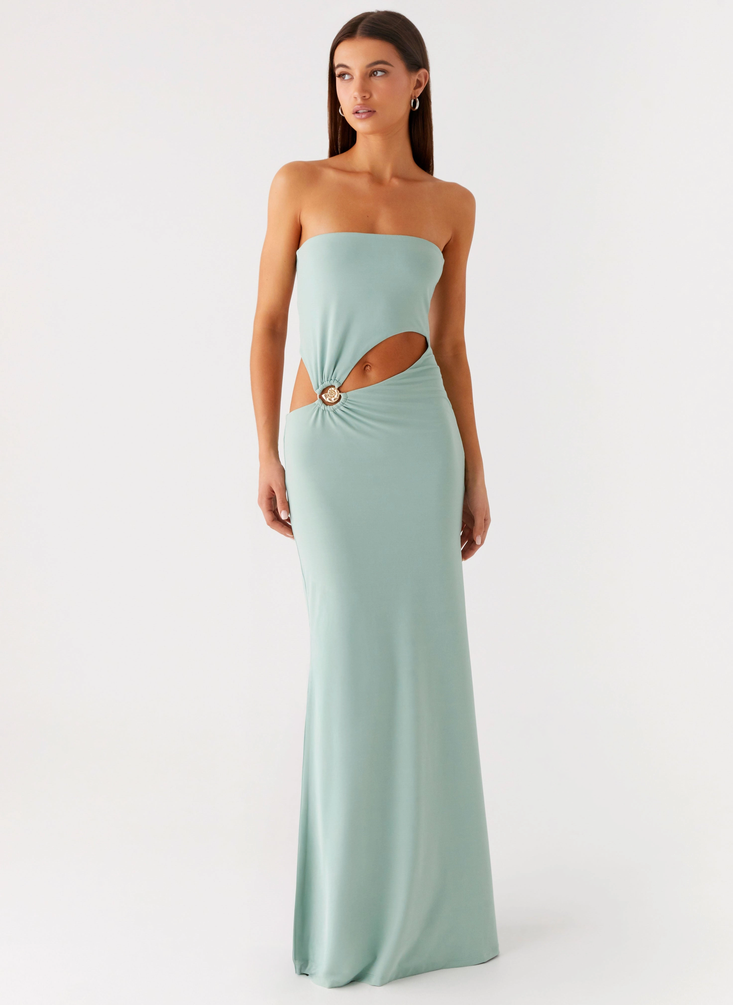 Laurella Maxi Dress - Sage Lightweight Fabric Romantic Style