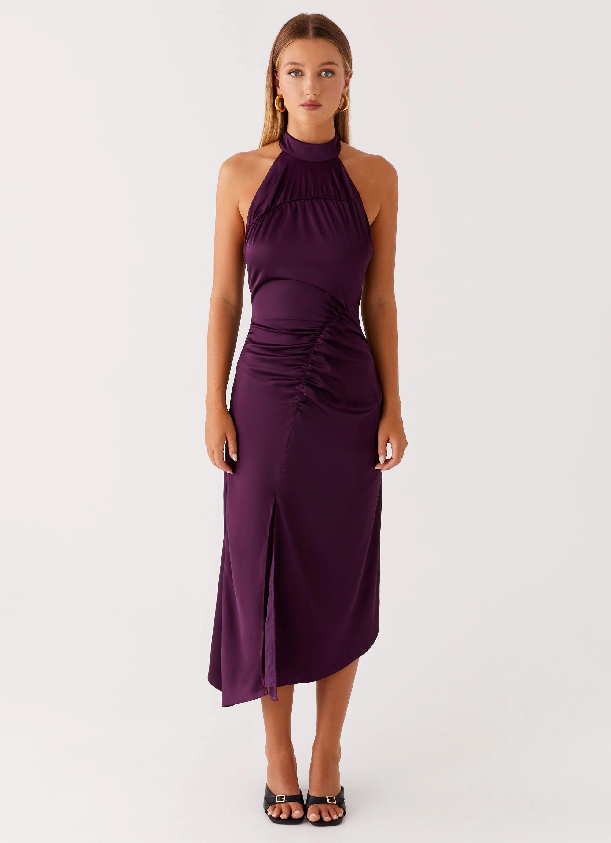 Clean Flow Casta Halterneck Midi Dress - Plum