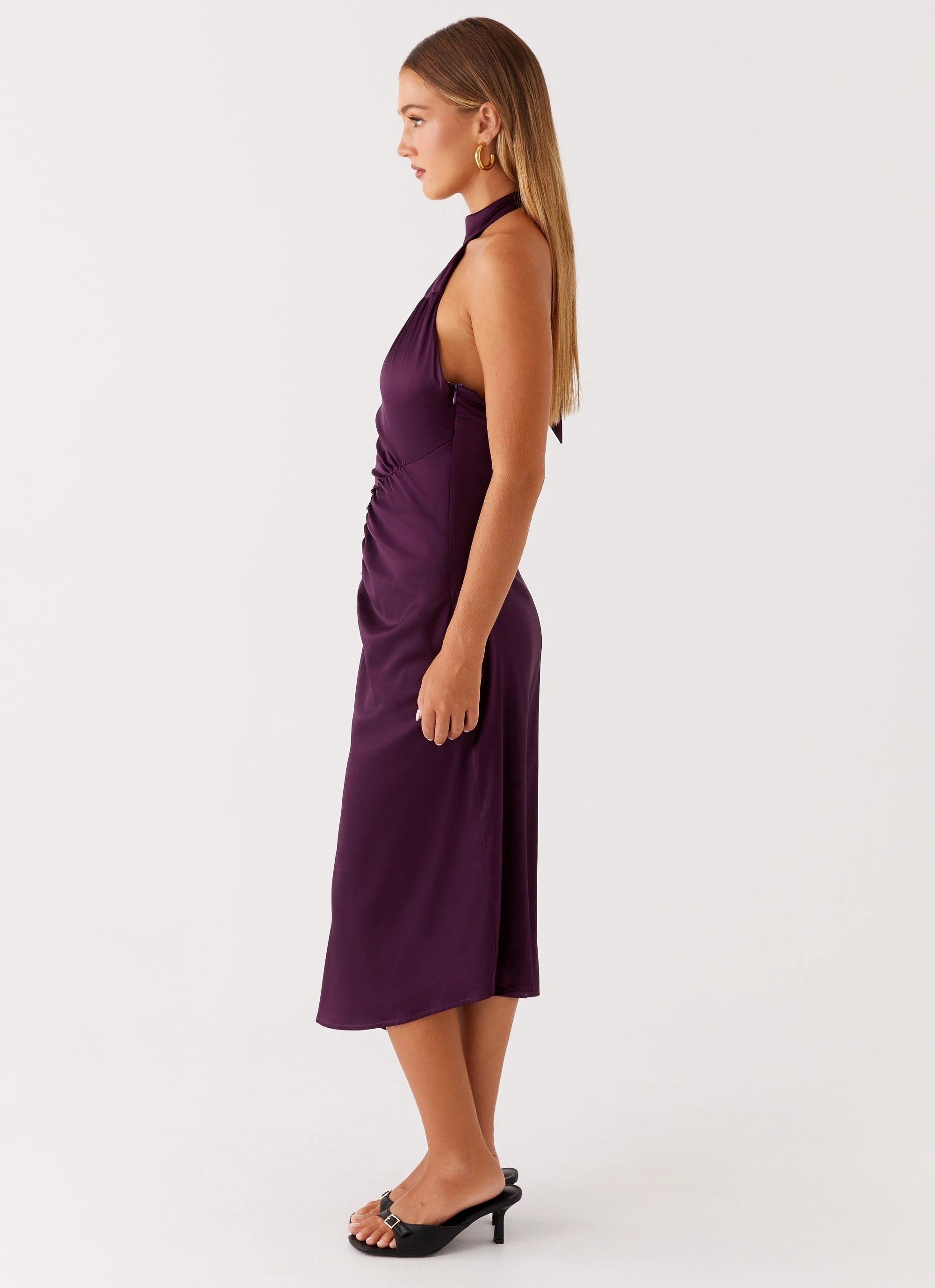 cut out Casta Halterneck Midi Dress - Plum