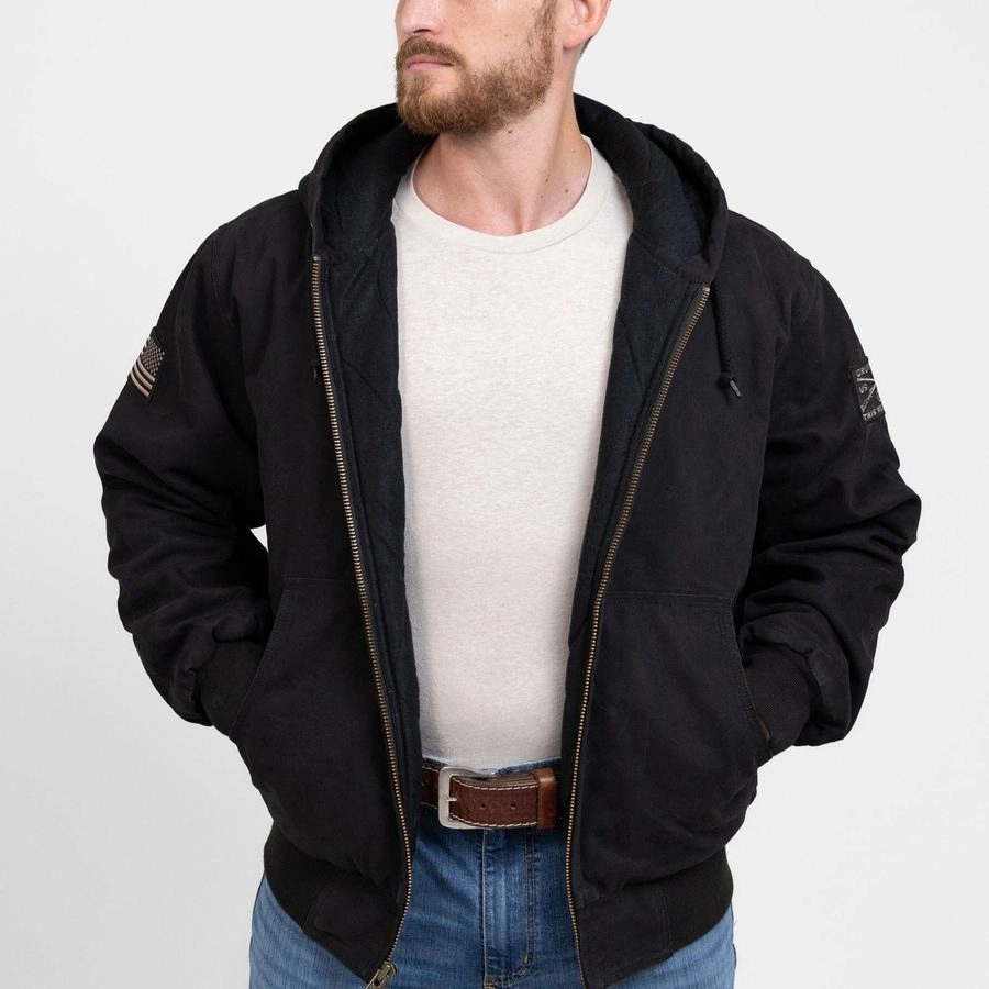 Grunt Style Hooded Field Jacket - Black Polarized Sun Protection Hidden Zipper