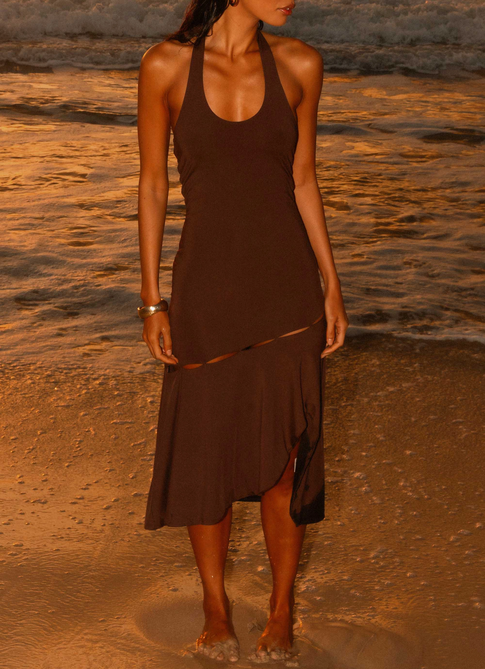 Bohemian-Style Fast Times Midi Dress - Chocolate