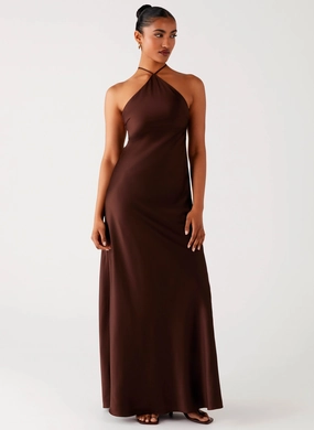 Tulama Maxi Dress - Chocolate Lace Detail Inclusive Fit
