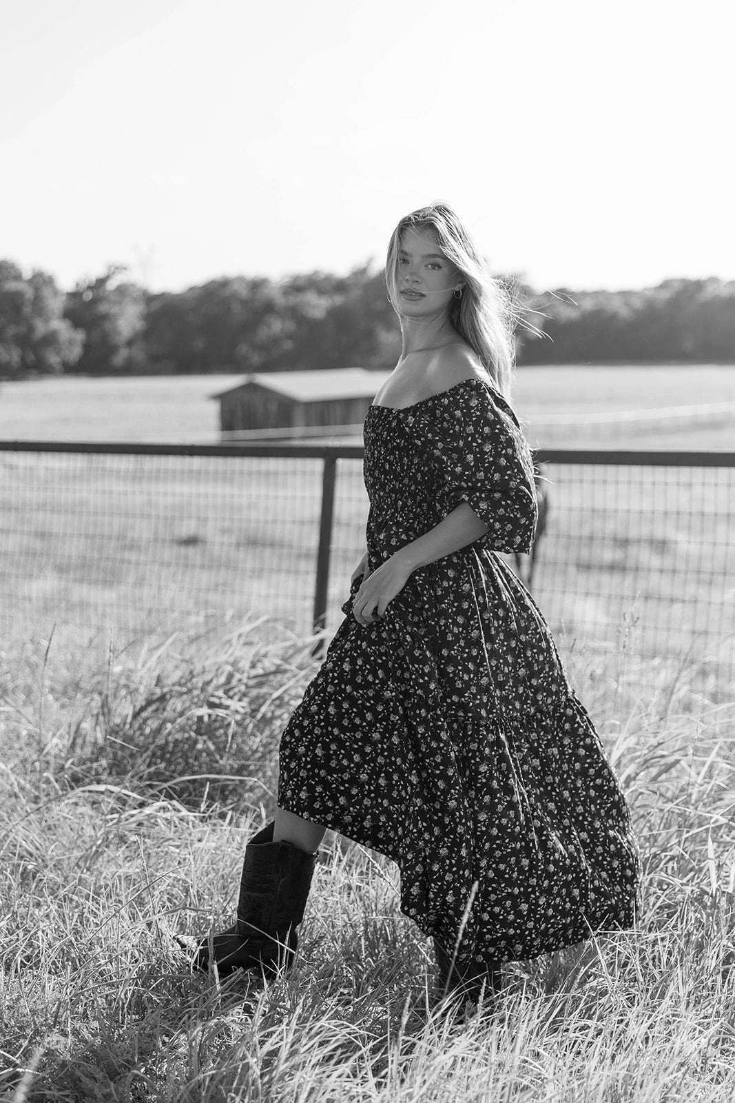 Felicia Midi Dress in Black Gentle Shine