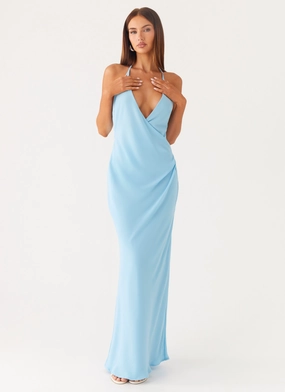 Breathable Style Bloom Zone Just A Kiss Cowl Maxi Dress - Turquoise