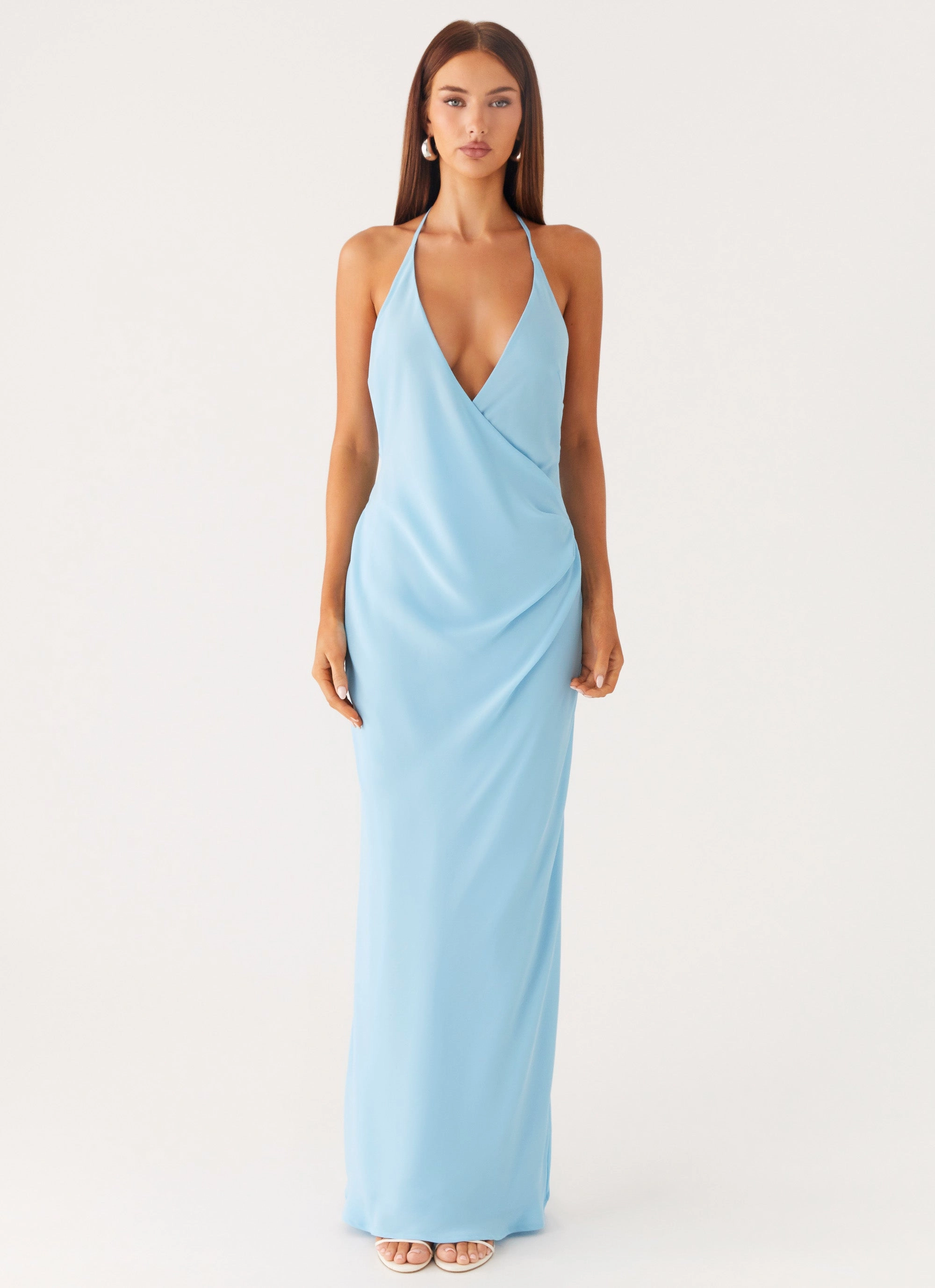 Just A Kiss Cowl Maxi Dress - Turquoise Sophisticated Appeal