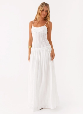 Summer Soft Luxe style Jacinda Drop Waist Maxi Dress - Ivory