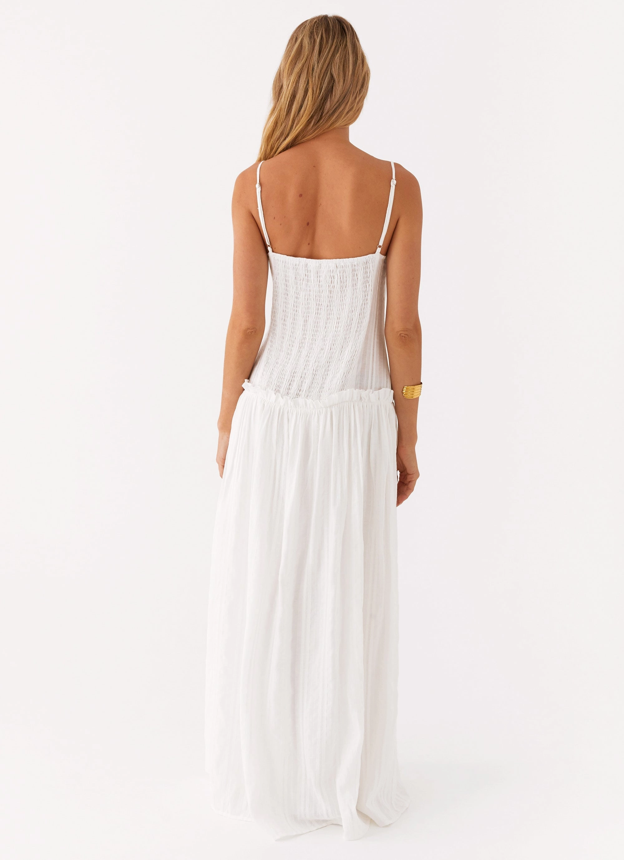 polka-dot Jacinda Drop Waist Maxi Dress - Ivory