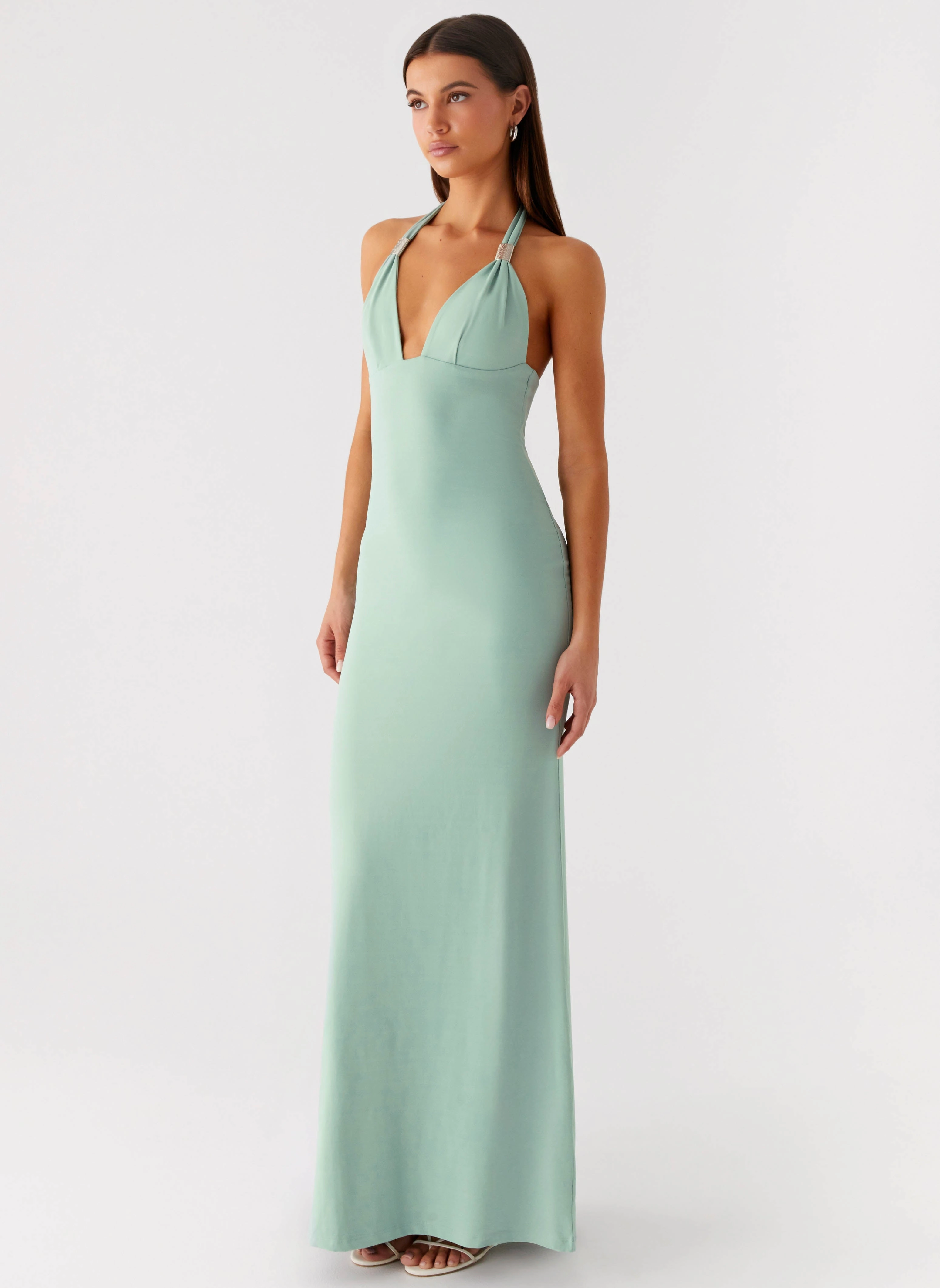 Neutral Base Fern Valley Maxi Dress - Sage