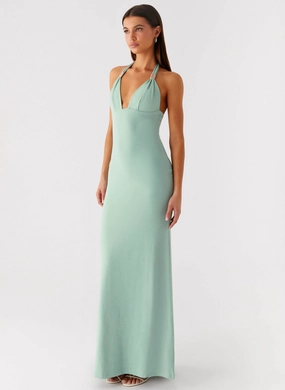 Neutral Base Fern Valley Maxi Dress - Sage