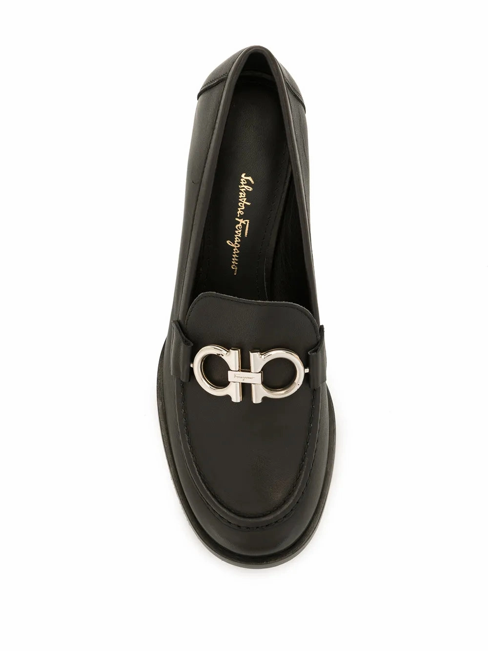 Light Footwear Ferragamo Gancini Buckle Chunky Heel Loafers
