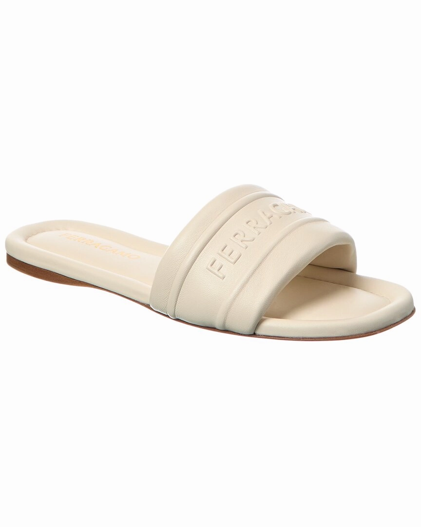 Comfort Balance Ferragamo Logo Leather Slide