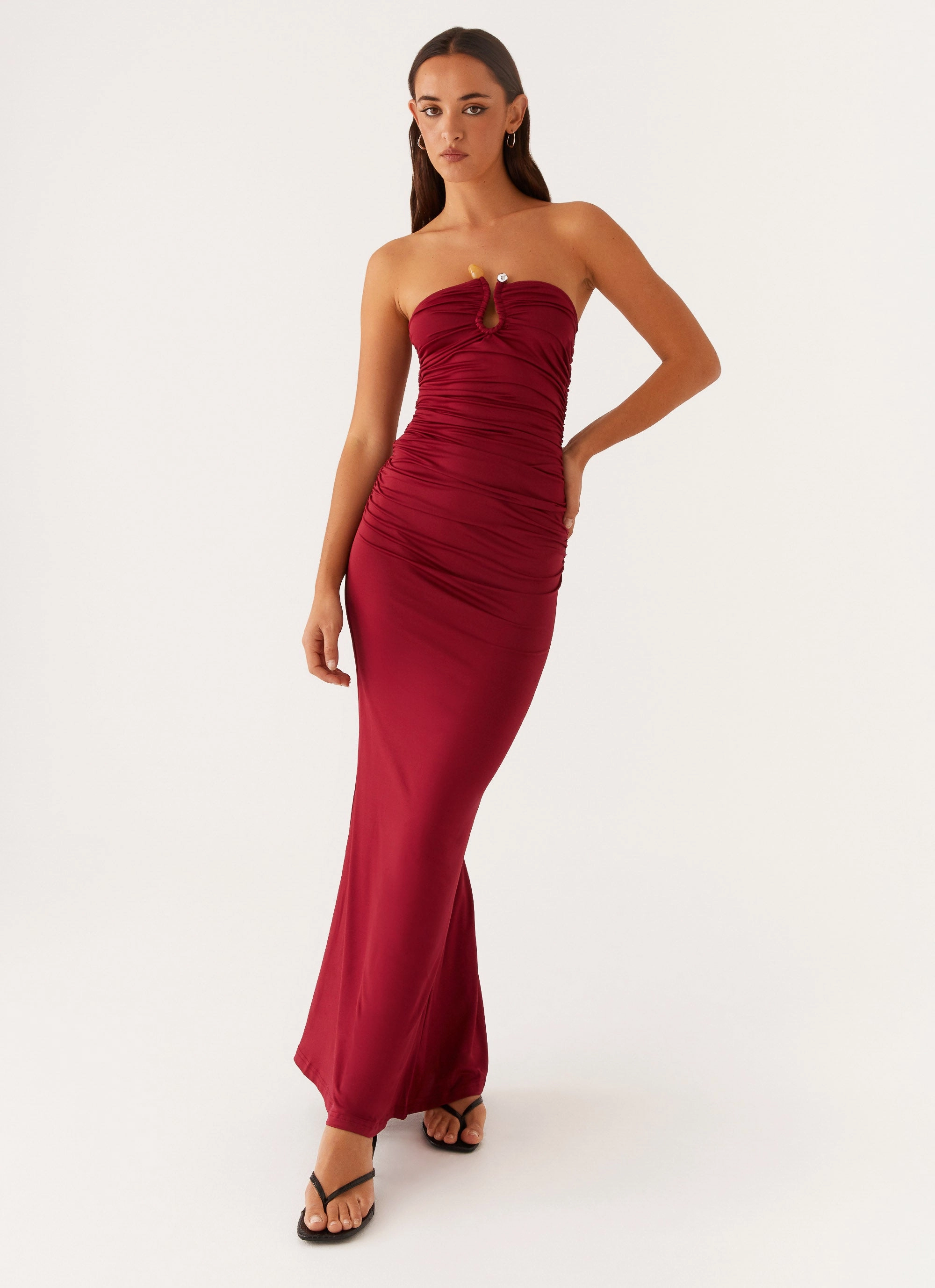 Rudy Maxi Dress - Maroon Seasonal Mood Curvy Glam