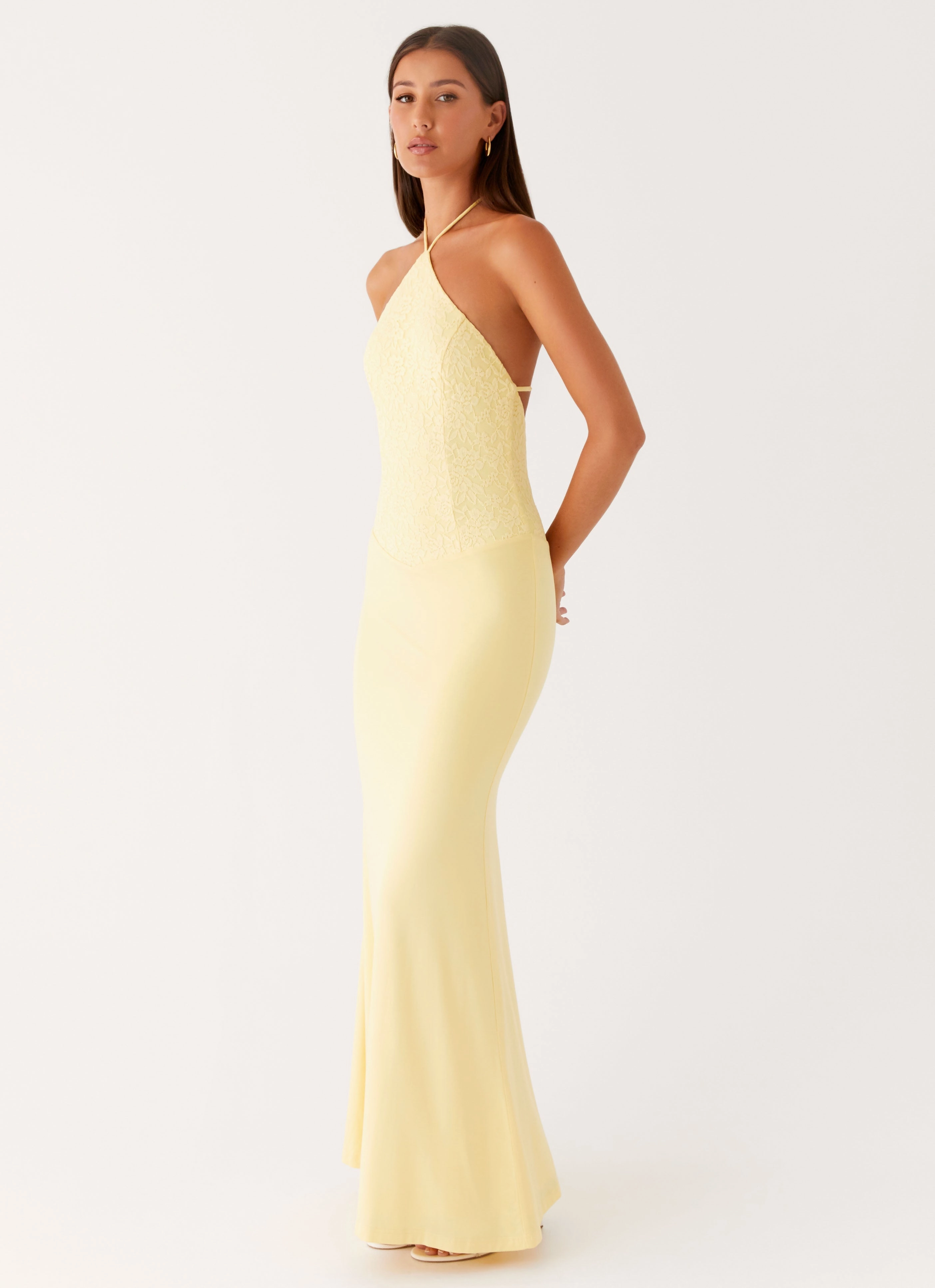 Classic and Modern Fiesta Halter Maxi Dress - Sunny Yellow