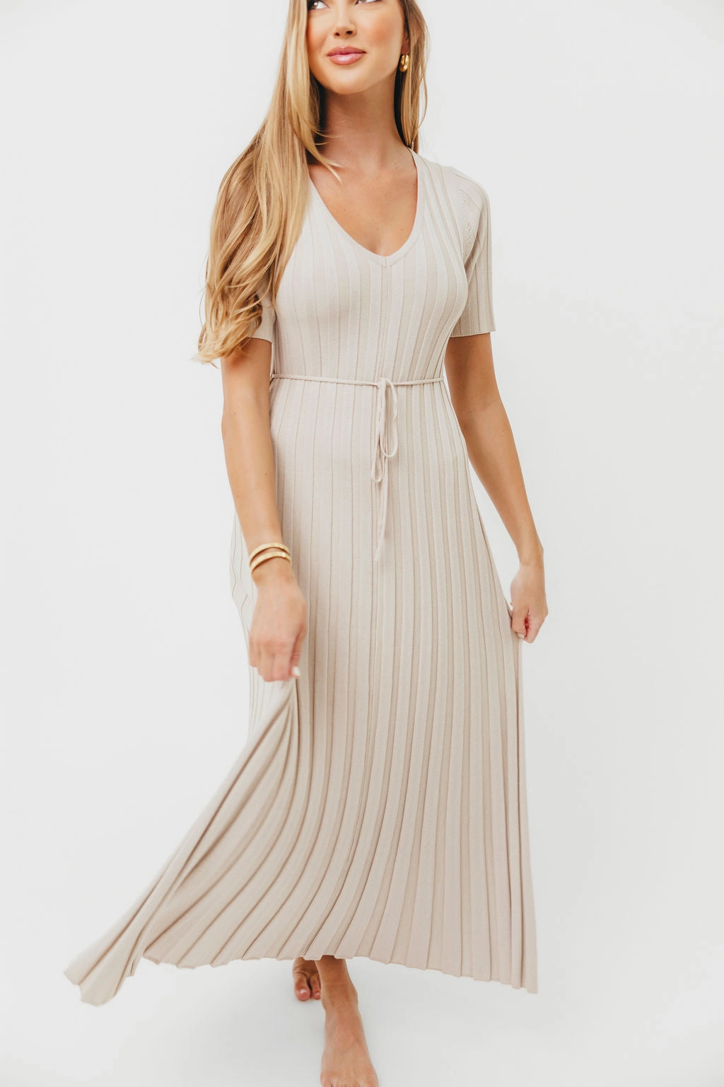 Effortless weekend dress Oakley Ribbed Maxi Dress in Dusty Taupe - Bump Friendly *Final-Sale*