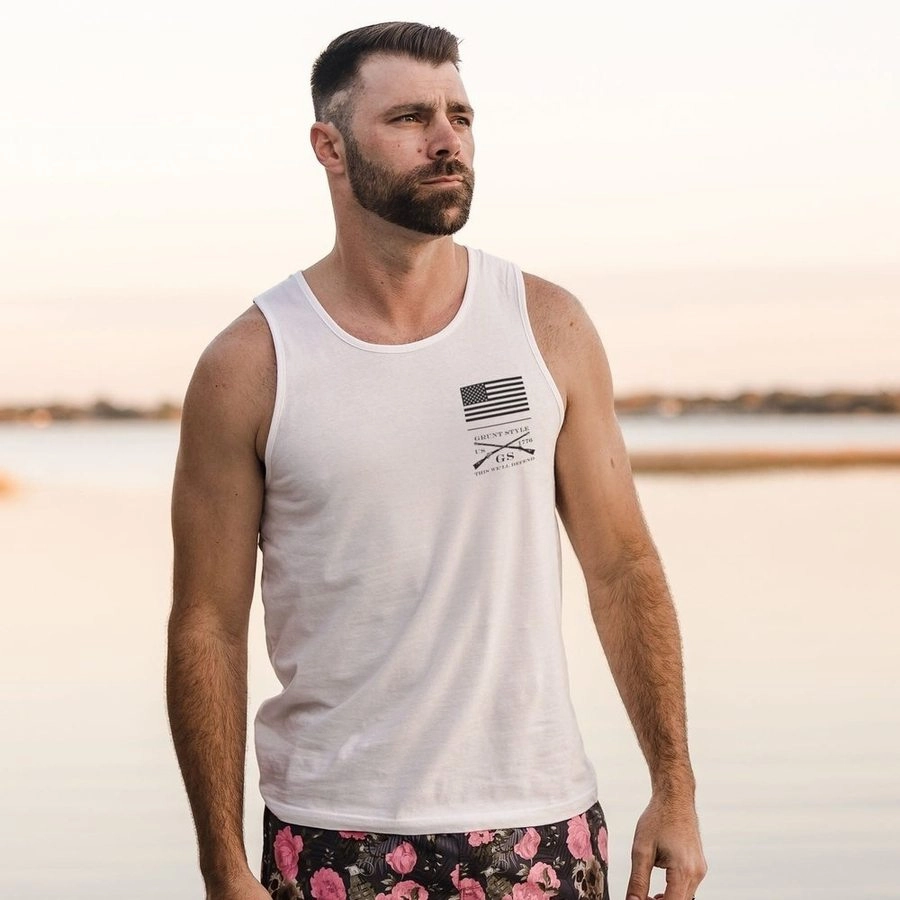 Travel Smooth Reflective Detailing 1776 Flag Tank - White