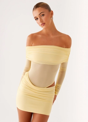 No Doubt Mini Dress - Yellow Soft Outfit