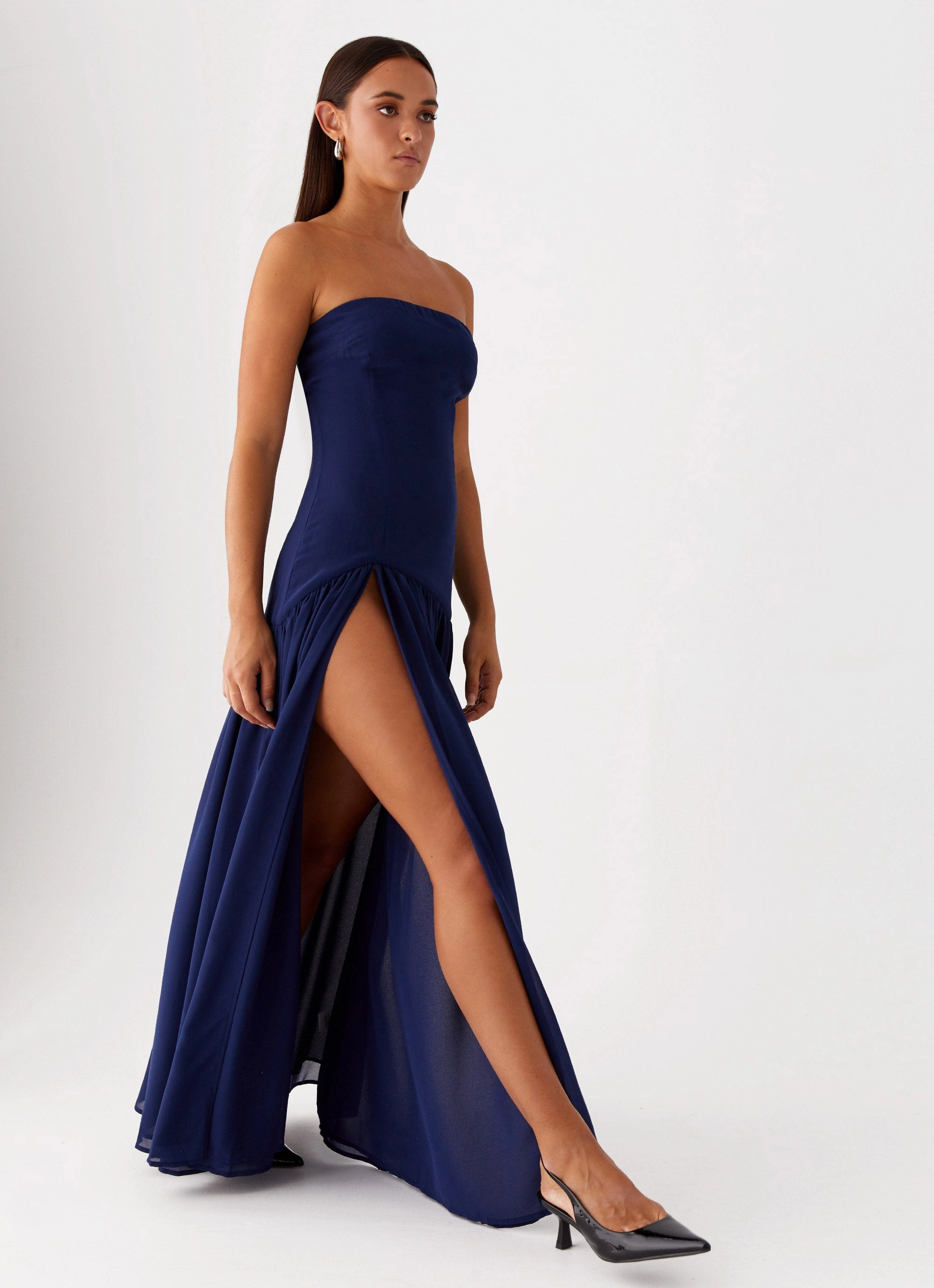 Linen Love Eden Strapless Maxi Dress - Navy
