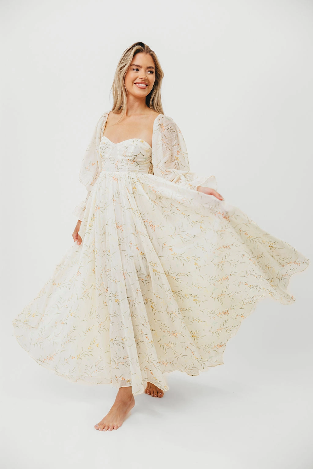 Texture Blend Ryder Grace Maxi Dress in Cream