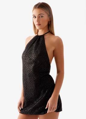 Relax Appeal Kingdom Sequin Mini Dress - Black