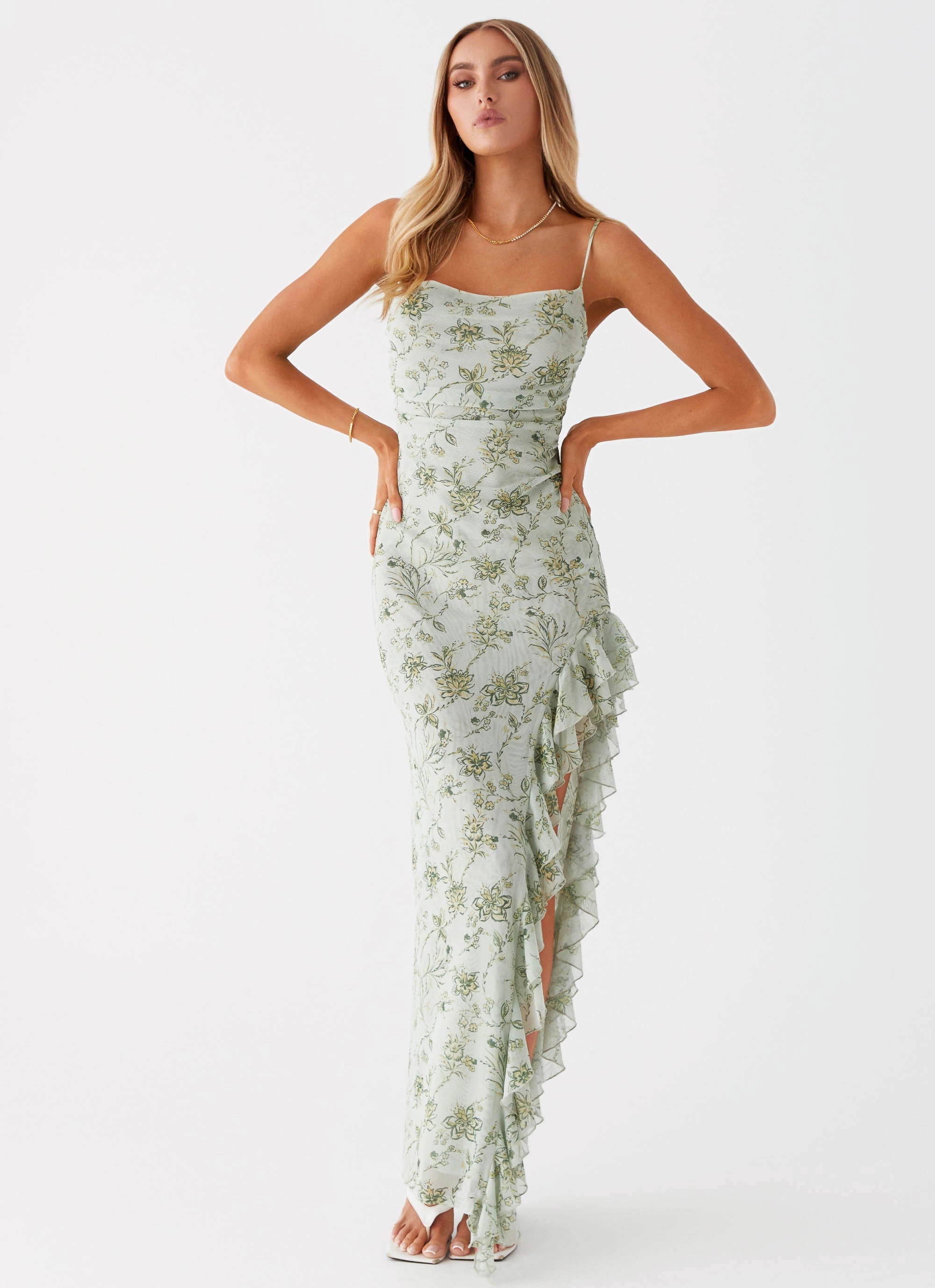 Polished Style Princessa Maxi Dress - Sage Floral