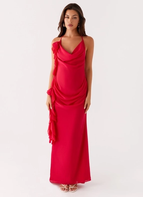 Diedre Rose Strappy Maxi Dress - Raspberry Stylish and Comfortable Chic Energy