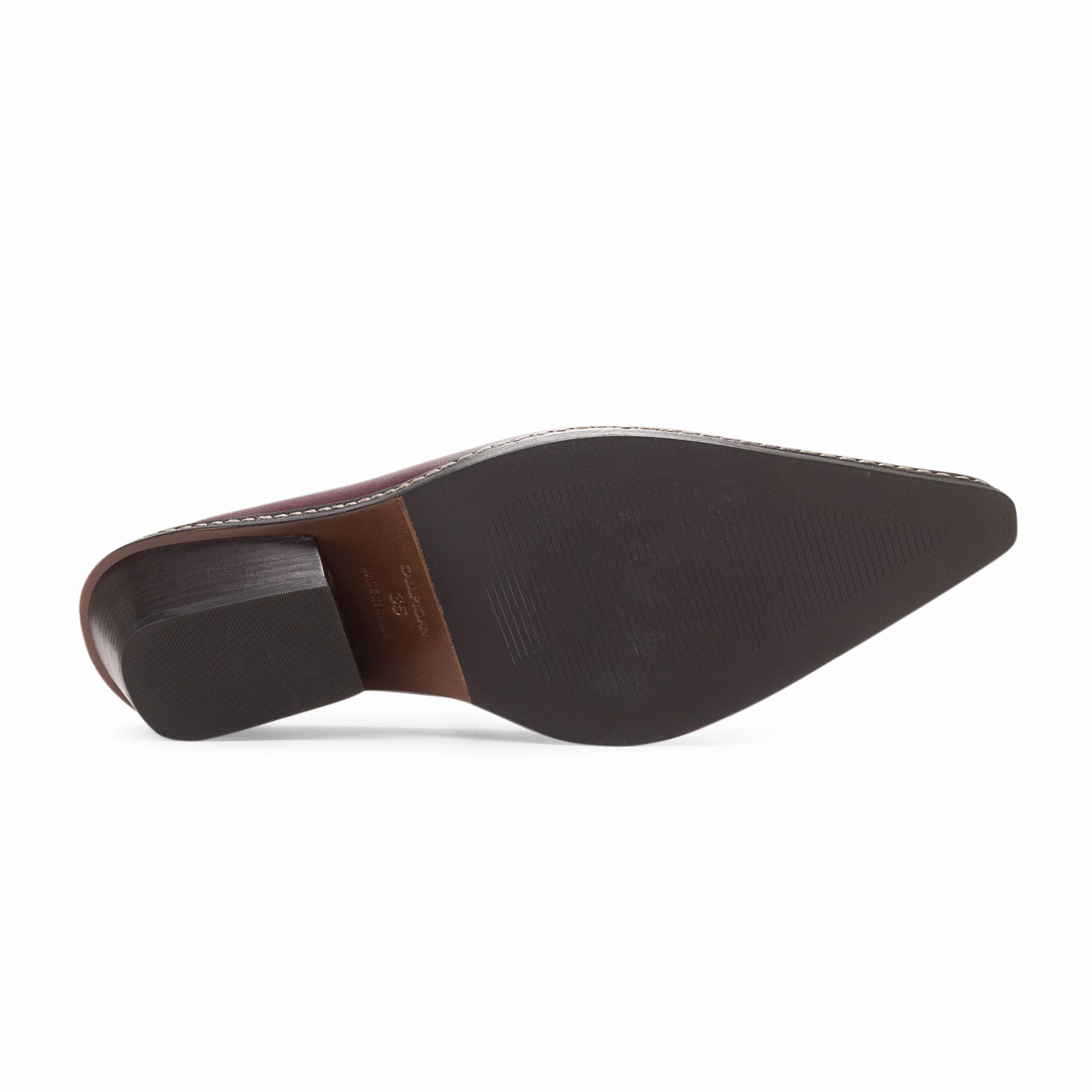 LEATHER BURGUNDY MULES Practical Features Flexible Wear